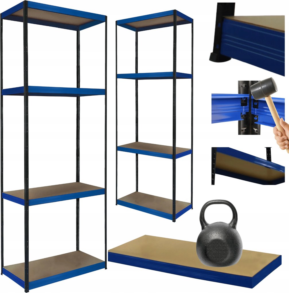 Fém tároló állvány garázs állvány Helios 180x50x50cm 4Px175kg