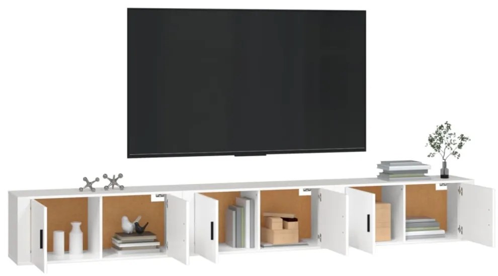 3 db fehér falra szerelhető TV-szekrény 100 x 34,5 x 40 cm
