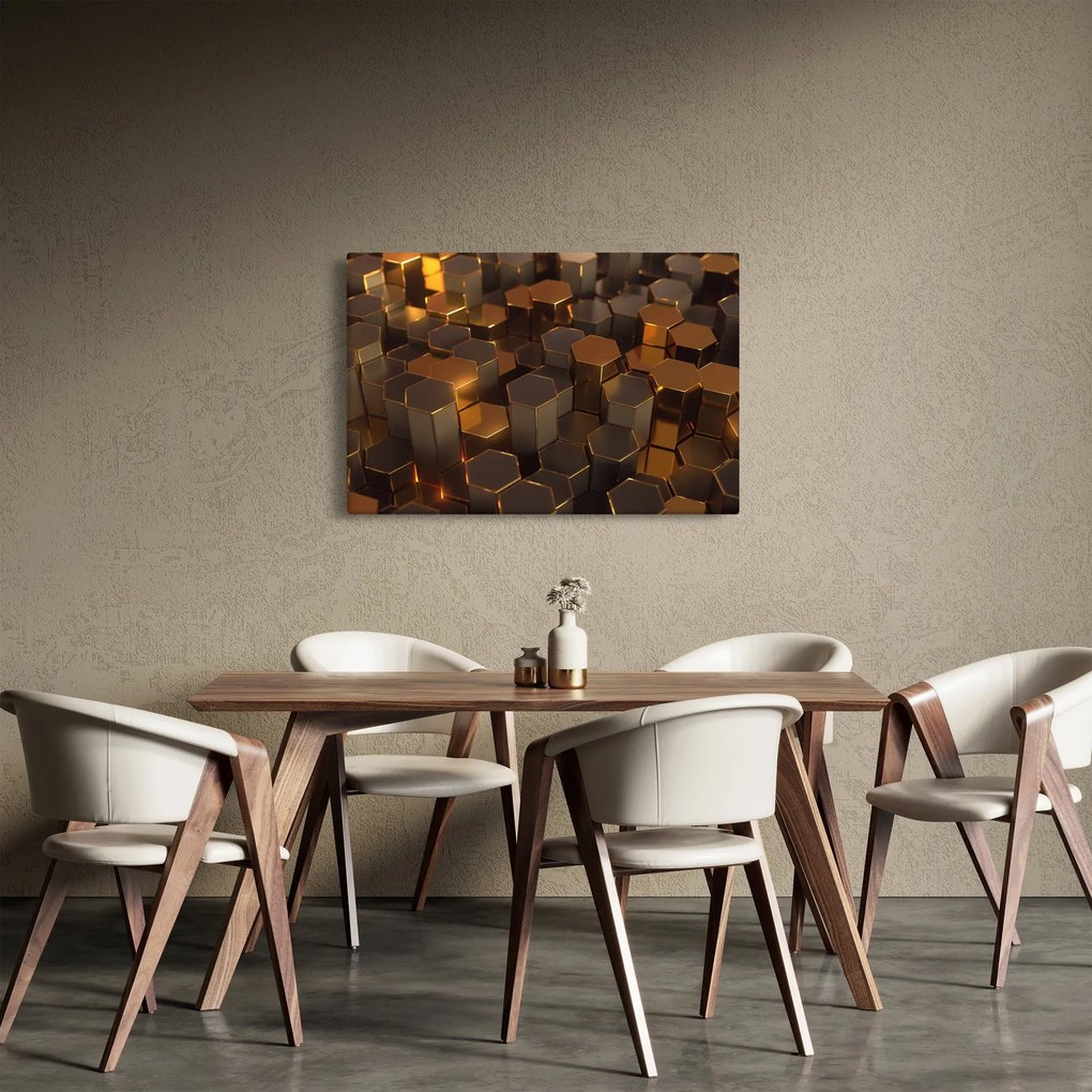 Kép - bronz hatszögek (90x60 cm)