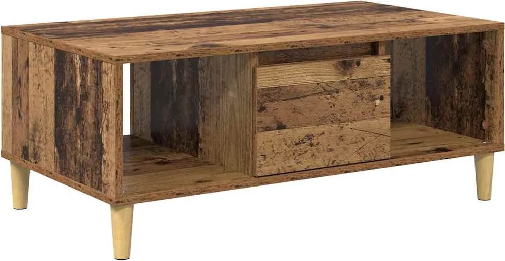 vidaXL Dohányzóasztal fiókkal Öreg fa 90 x 50 x 26.5 cm Faanyag