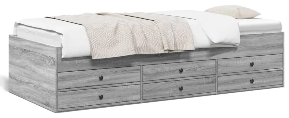 szürke sonoma kanapéágy fiókkal matrac nélkül 90x190 cm