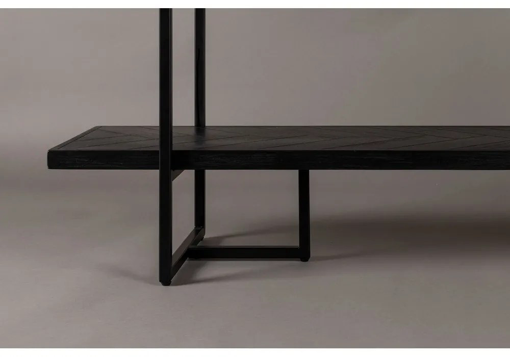 Fekete könyvespolc egzotikus fa dekorral 140x146 cm Class - Dutchbone