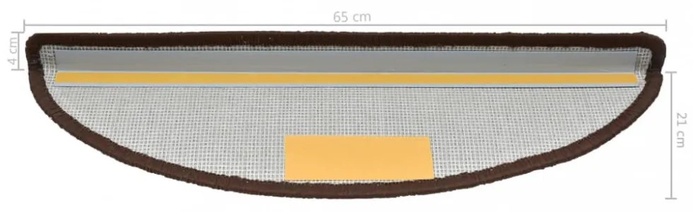 15 db barna lépcsőszőnyeg 65 x 21 x 4 cm
