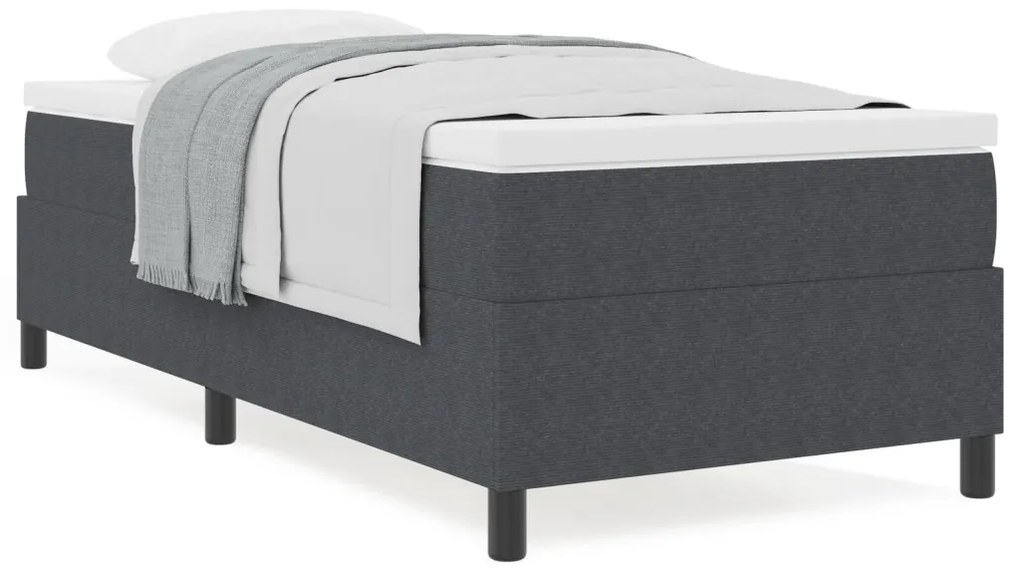 Box Spring Ágy Memóriáhab Matrac Sötétszürke Egyszemélyes Kordbársony Szövet