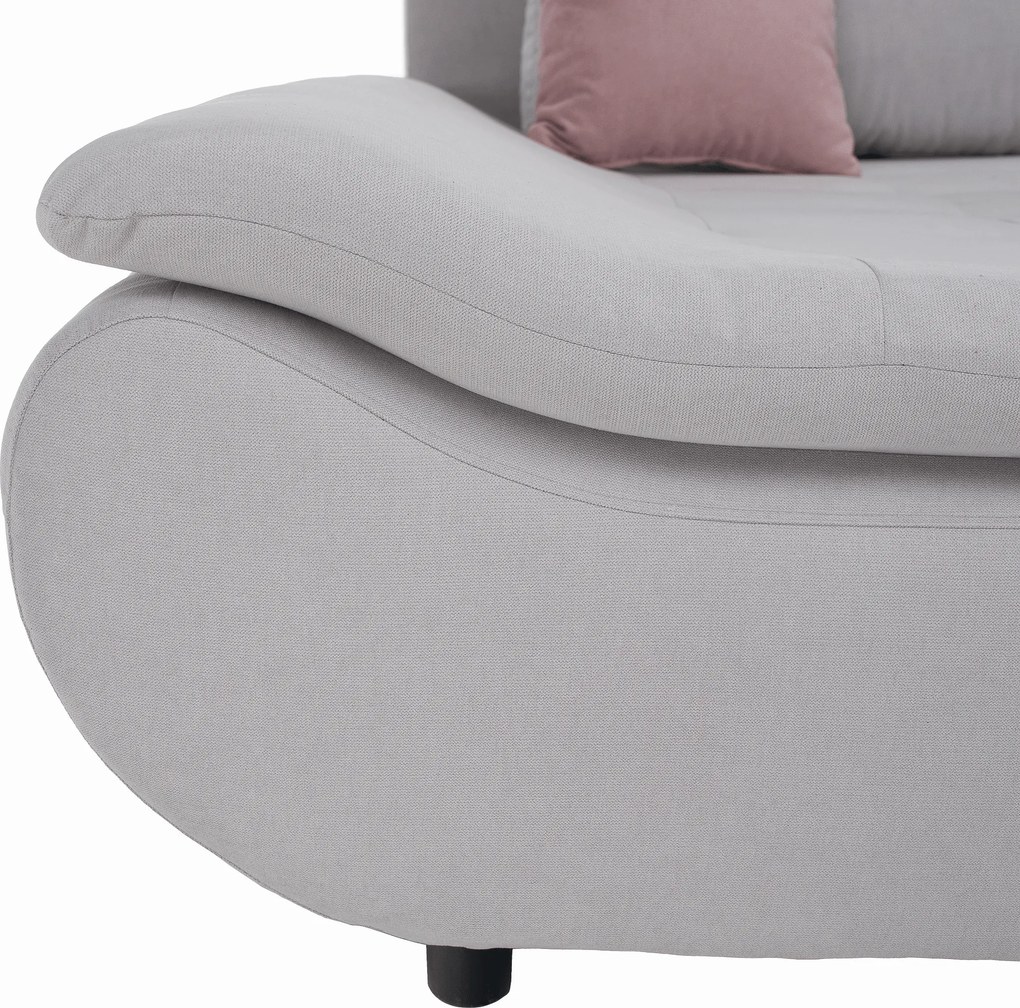 Ülőgarnitúra, világosszürke/púderrózsaszín, szövet, balos, BRATO