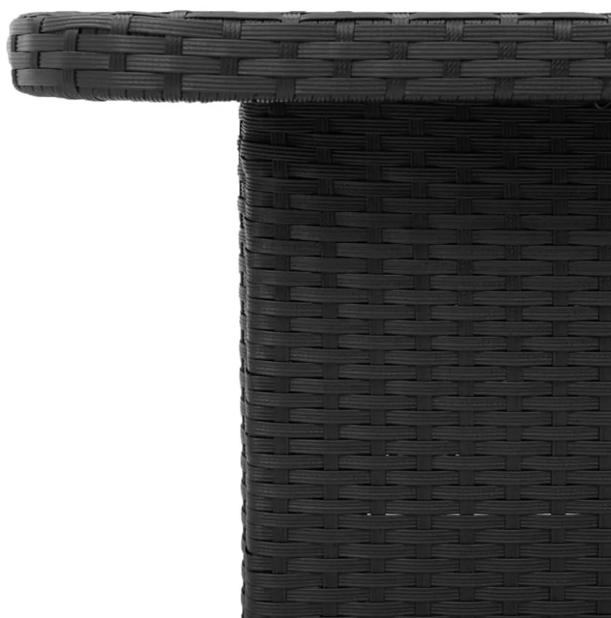 fekete polyrattan és akácfa kerti asztal 110 x 110 x 71 cm