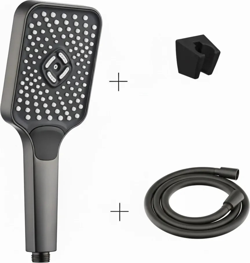 Caldo Freddo Blackspirit zuhanyszett - 3 funkciós zuhanyfejjel - GUNMETAL - fegyverszürke