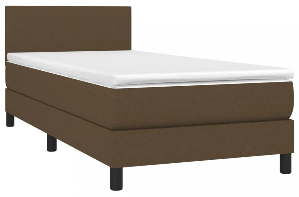 barna szövet rugós és LED-es ágy matraccal 90x190 cm