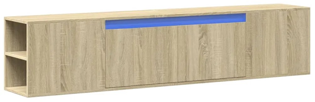 sonoma tölgy színű fali TV-szekrény LED-del 180 x 31 x 39,5 cm