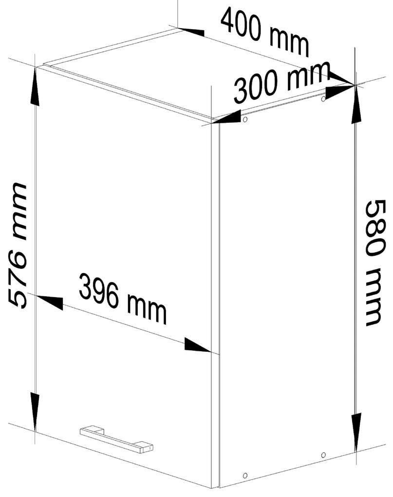 Felső konyhaszekrény Ozara W40 H580 (fehér + beton). 1071168