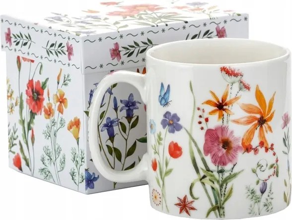 Nagy Porcelán Bögre 660 ml Bögre Virágok Gyógynövények Elegáns Ajándék