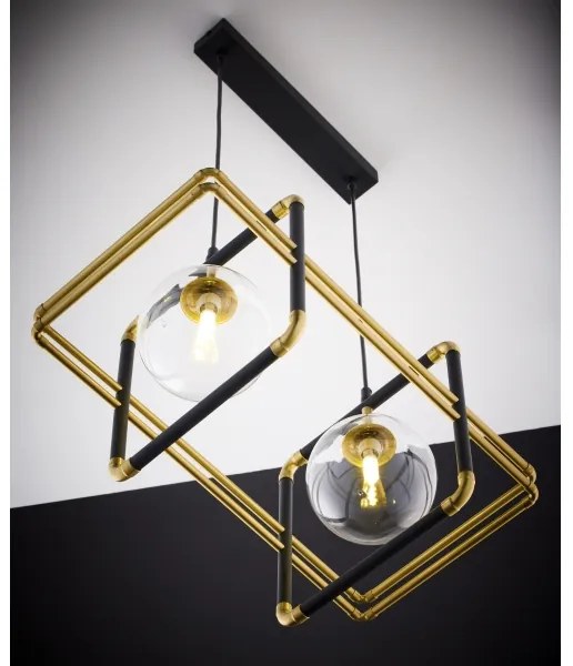 Jupiter 2029 - Csillár zsinóron FIORI 2xG9/10W/230V fekete/arany/átlátszó