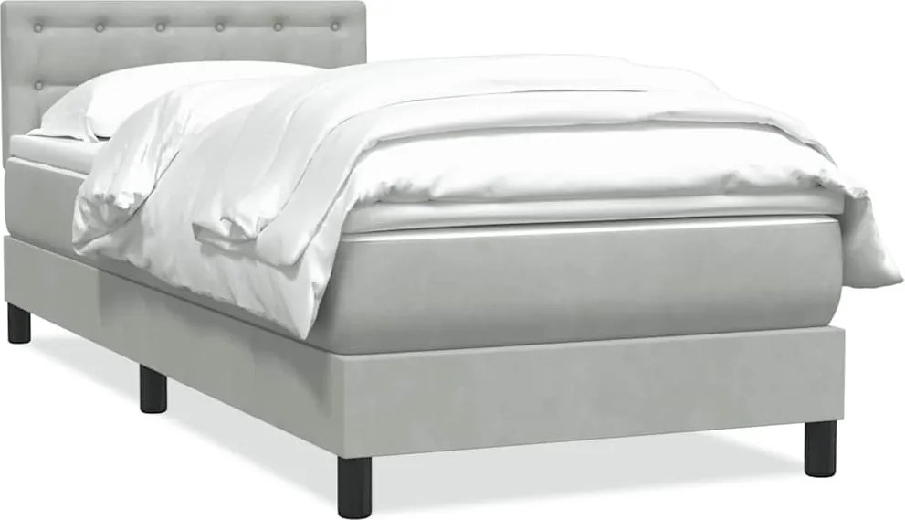 vidaXL világosszürke bársony rugós ágy matraccal 80x220 cm