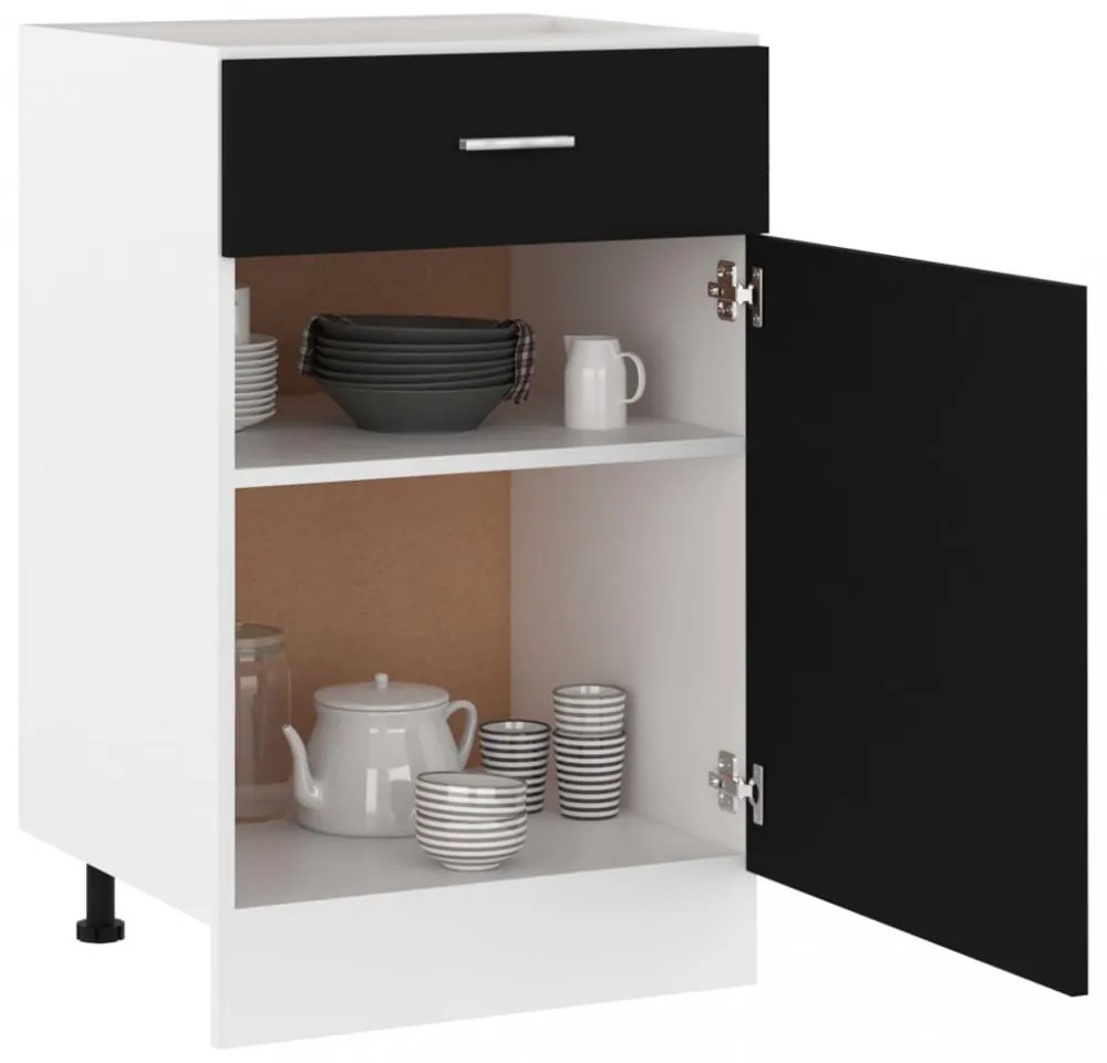 “Lyon” fekete szerelt fa fiókos alsószekrény 50 x 46 x 81,5 cm