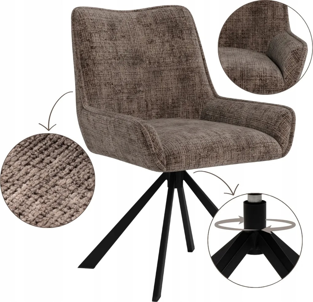 Kényelmes Étkezőszék Forgatható Barna kárpitozott a nappaliba