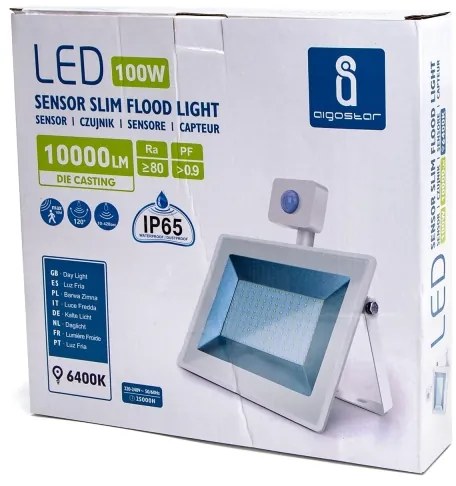 Aigostar - LED Reflektor érzékelővel LED/100W/230V 6400K IP65 fehér