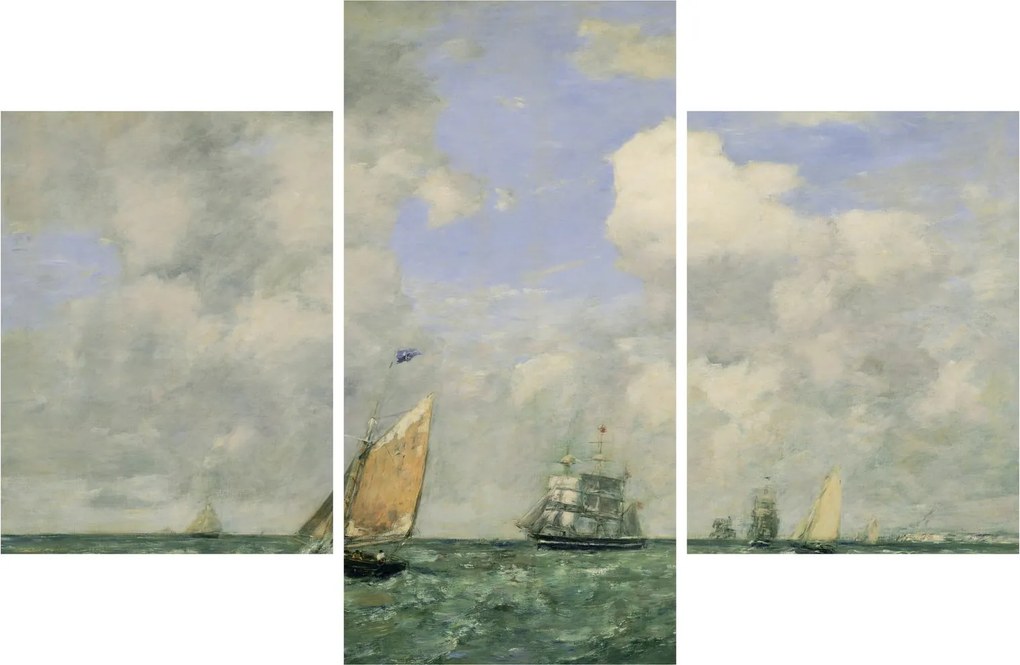 Kép - Eugène Boudin, Ships and Sailing Boats Leaving Le Havre, reprodukciók (90x60 cm)
