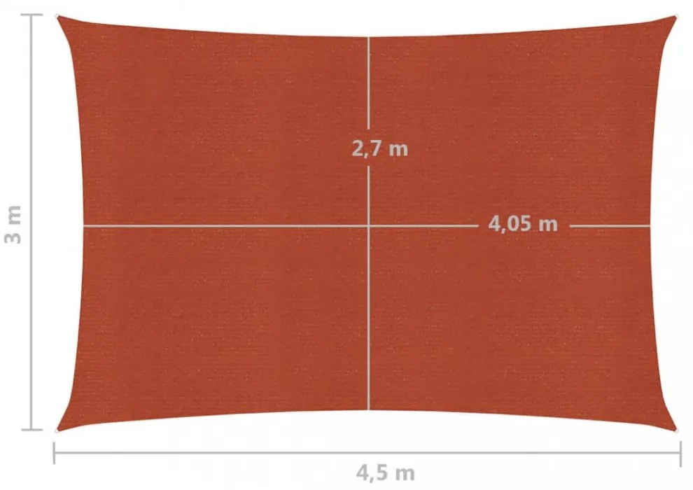 terrakotta HDPE napvitorla 160 g/m² 3 x 4,5 m