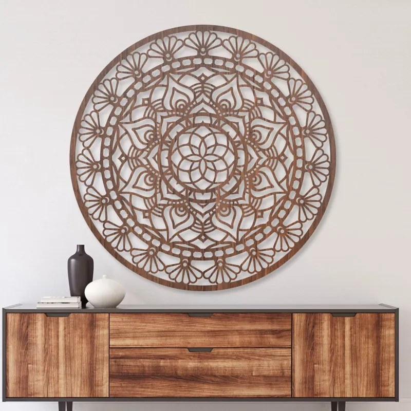 Elegáns, fából készült mandala, az élet virága - AFORDI