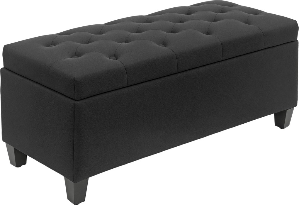 HOMCOM tárolós pad - előszoba, hálószoba, nappali, lenvászon hatású poliészter, gumifenyő, fekete, 100 x 40 x 44 cm | Aosom