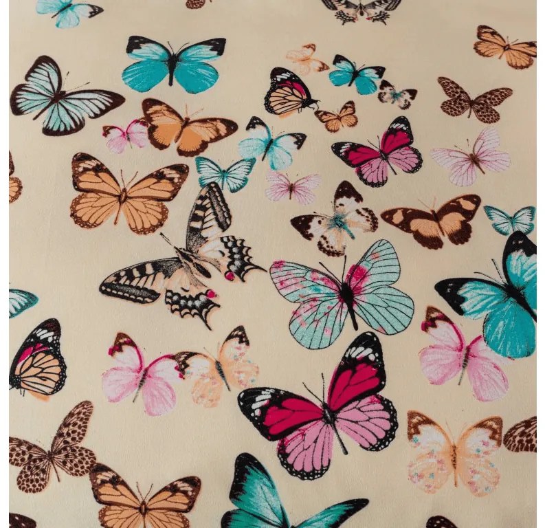 Mikroszálas flanel ágyneműhuzat VIVA BUTTERFLY krémszínű Ágyneműhuzat mérete: 2 db 70 x 90 cm | 200 x 220 cm