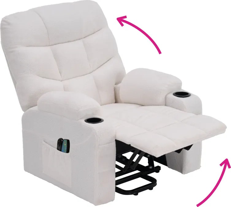 Állítható masszázs fotel, fehér, HUDSON