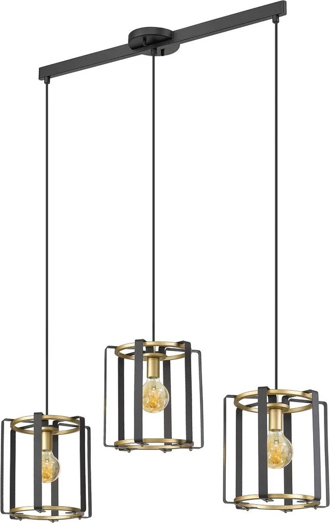 Italux loft modern függeszték primero matt fekete arany itxpnd-44003-3-bk-gd