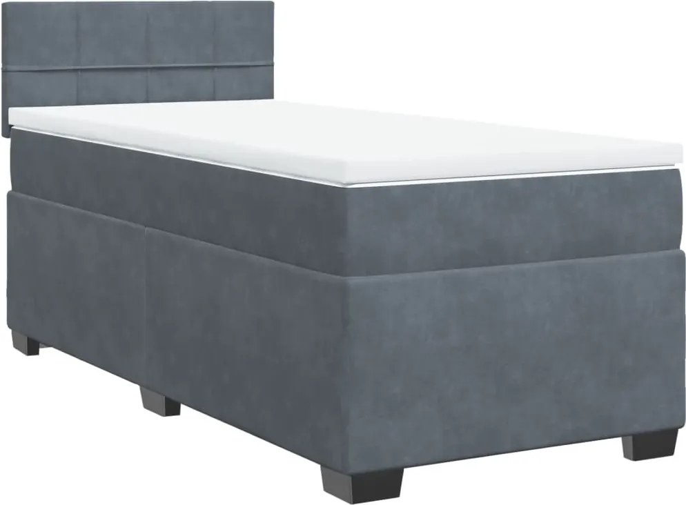 vidaXL sötétszürke bársony rugós ágy matraccal 90 x 200 cm