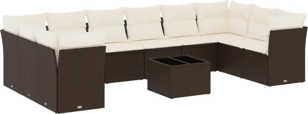 vidaXL 11 részes barna polyrattan kerti ülőgarnitúra párnákkal