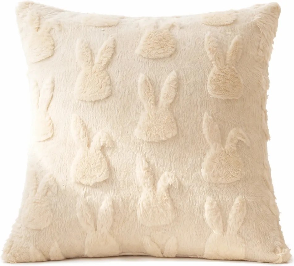 Dekoratív párnahuzat Eko 45x45 párna bézs nyuszi 3D kanapéra Jancsi