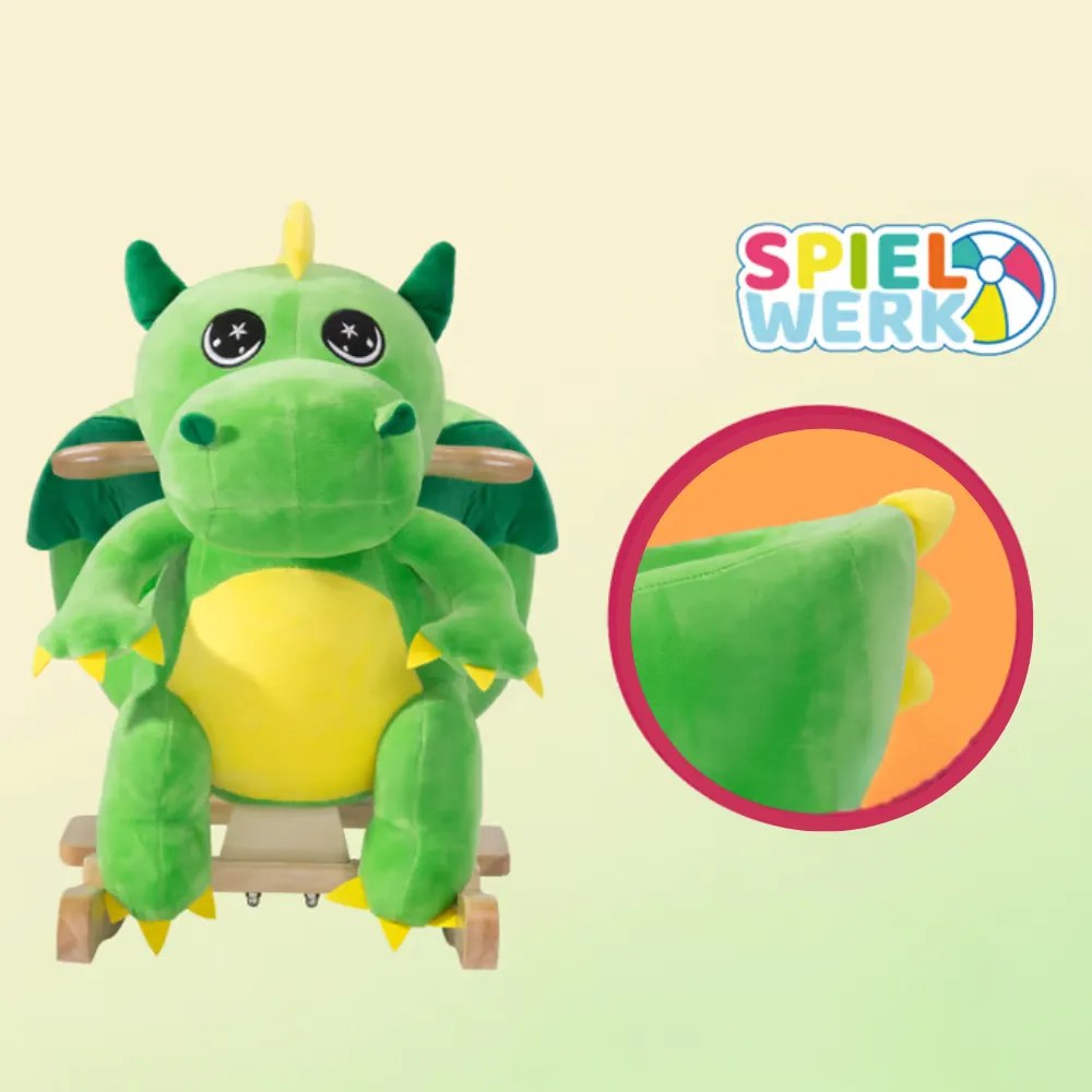 Spielwerk DINO hintázó sárkány biztonsági övvel, zöld