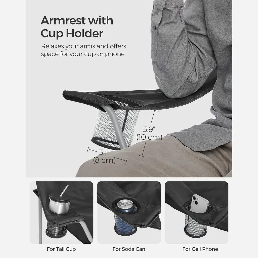 Összecsukható kempingszék 2 darabos szett, pohártartóval