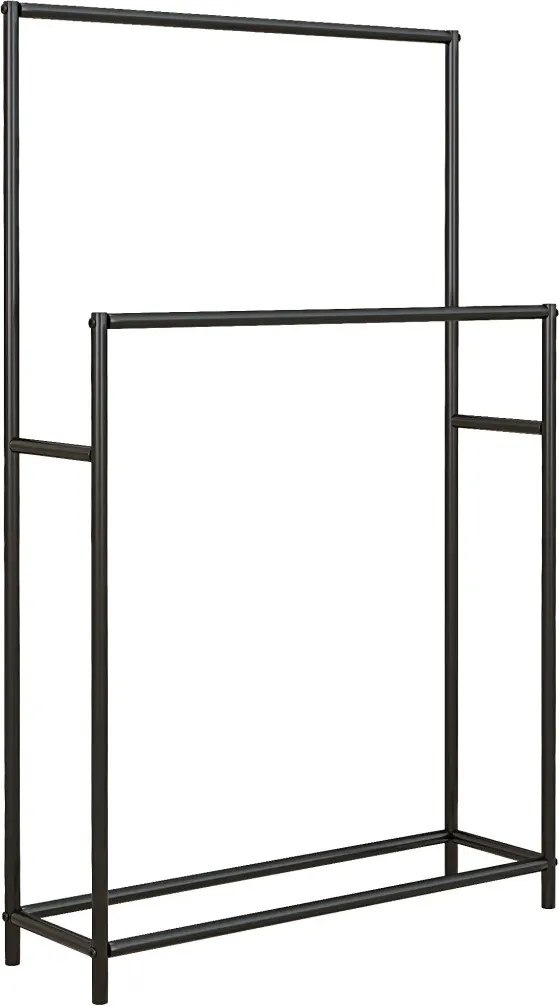 HOMCOM Törölközőtartó, szabadon álló, 2 rúd, rozsdamentes, 66x 20x 110 cm, fekete