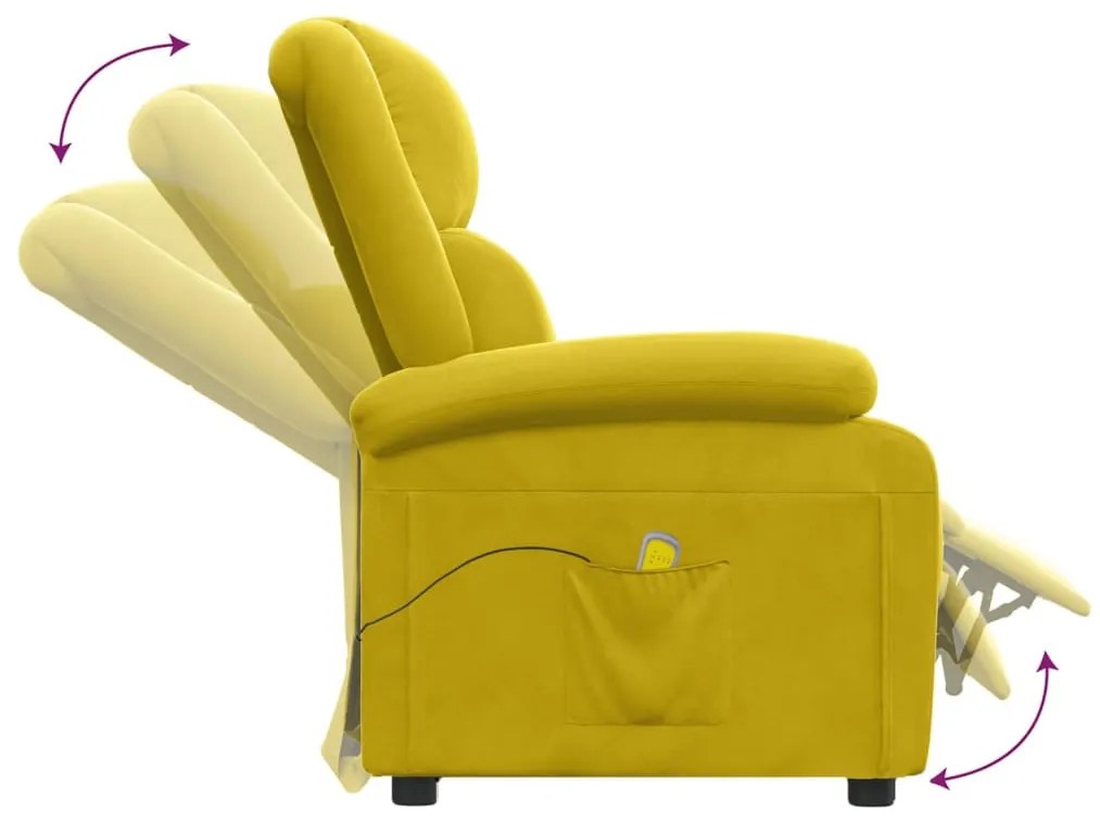 sárga bársony dönthető masszázsfotel