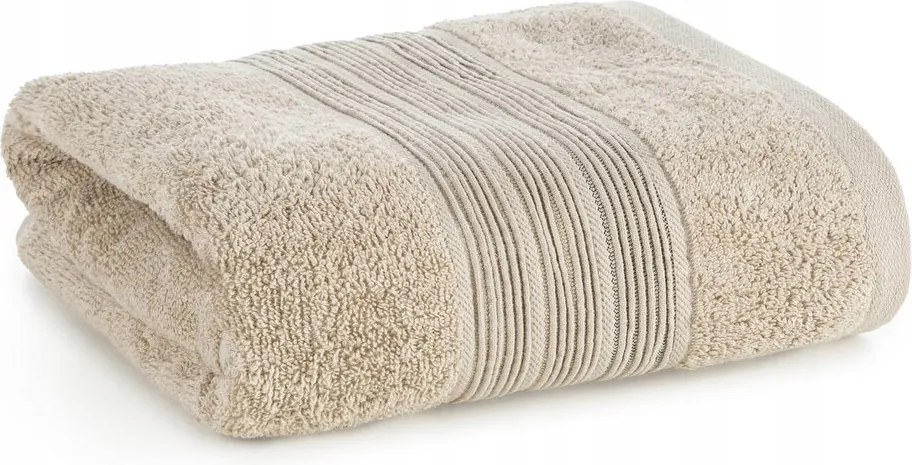 Fürdőlepedő 70X140 bézs, vízszintes csíkokkal, bordó