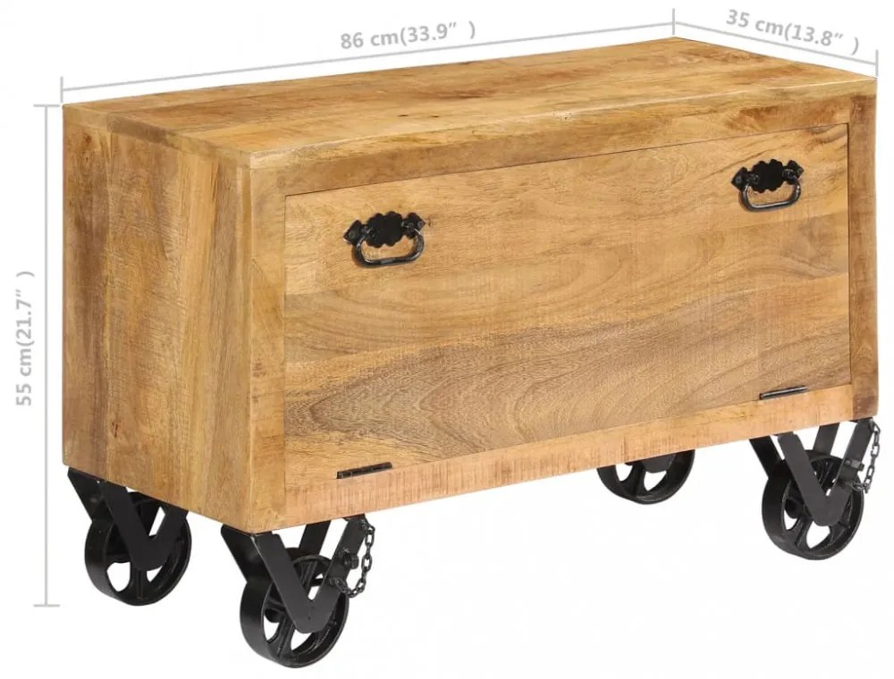 tömör mangófa cipőszekrény 86 x 35 x 55 cm