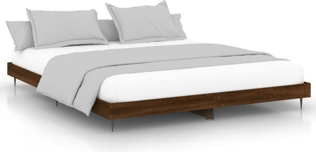 vidaXL barna tölgy színű szerelt fa ágykeret matrac nélkül 150x200 cm