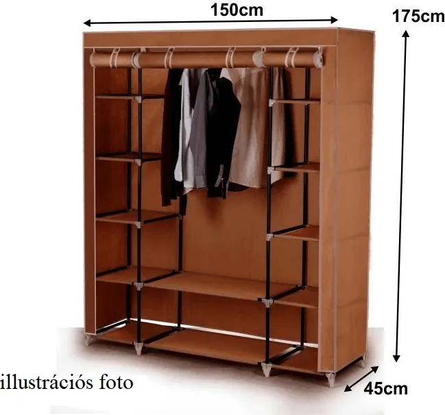 Szekrény szervező, anyag/fém, barna, METIN VNW15