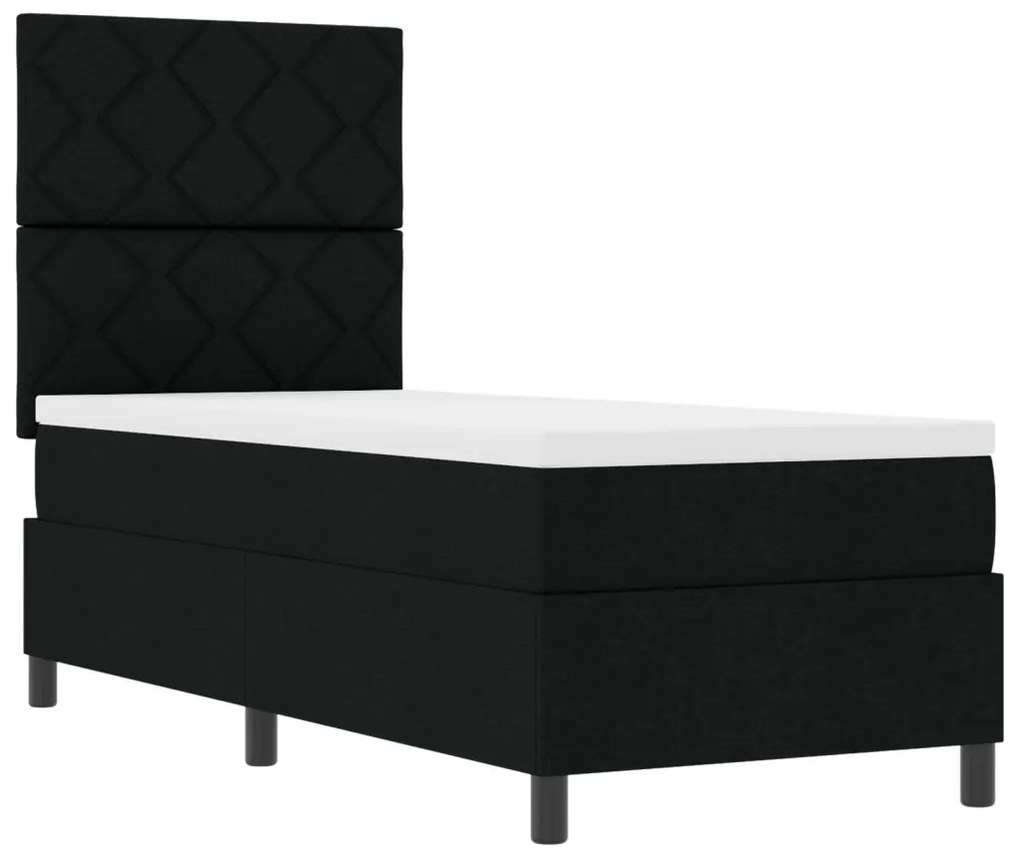 Rugós ágy matraccal és LED világítással, fekete, 80 x 200 cm, szövet