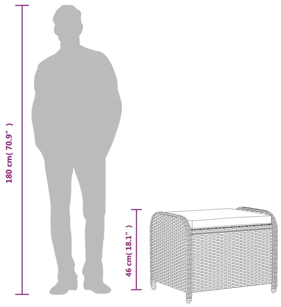 barna polyrattan kerti szék párnával 58 x 46 x 46 cm