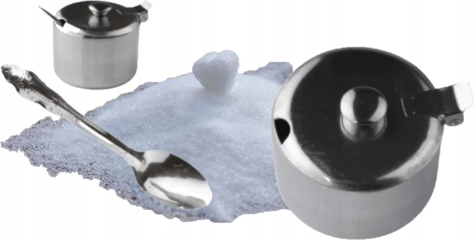 Cukortartó Acél Cukrászda Fedéllel És Kiskanállal