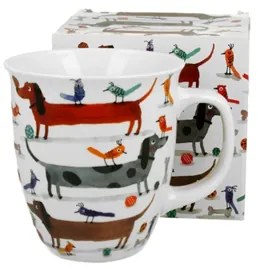 Kutyás porcelán bögre 650 ml dobozban Long Dogs