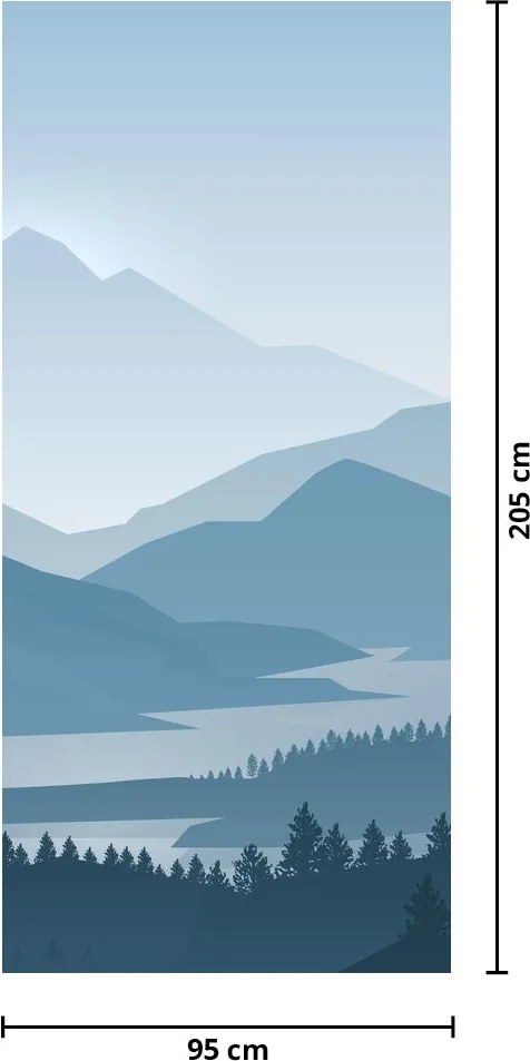 Fotótapéta ajtóra - Hegyekre néző grafika (95x205cm)