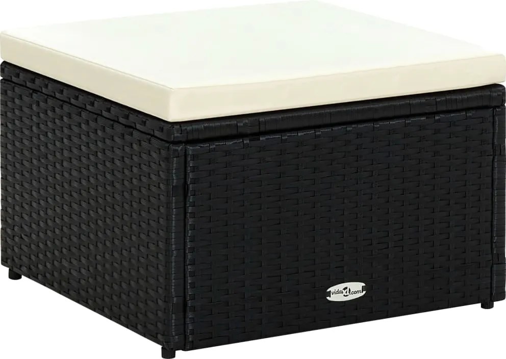 vidaXL Fekete polyrattan ottomán zsámoly 53x53x30