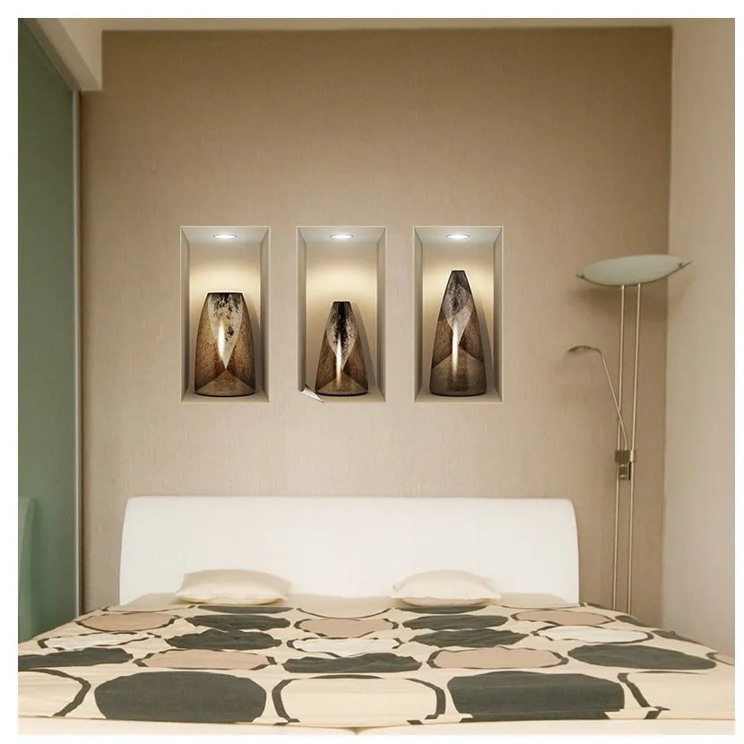 Wooden Vases 3D hatású 3 db-os falmatrica szett - Ambiance