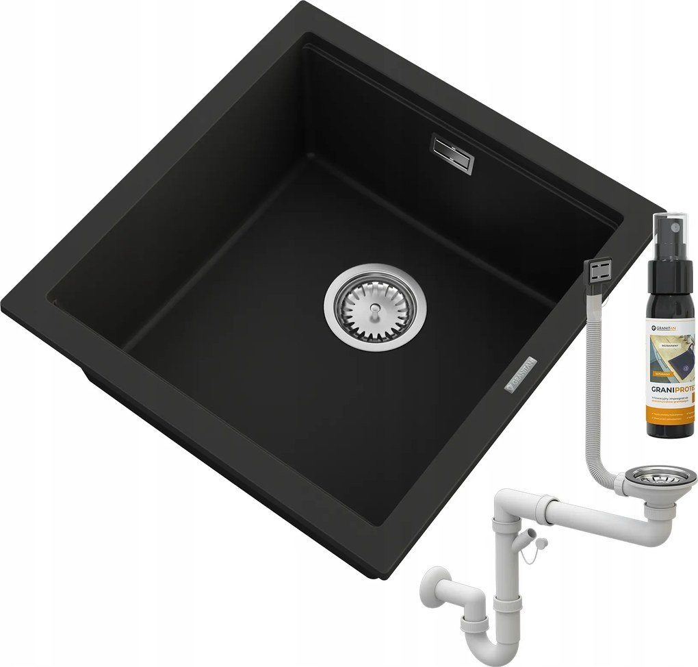 Gránit Függesztett Mosogató Pultra Szerelhető Túlfolyó Téglalap Alakú TUGA48