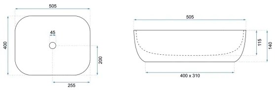 REA-U6300 - MONA SLIM ráültethető mosdó 40x50,5 cm kerámia/fényes fehér