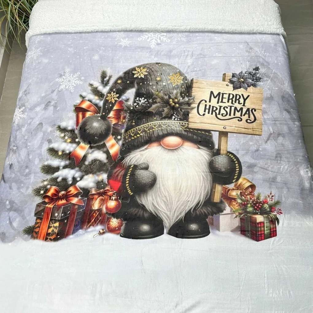 Karácsonyi takaró mikroplüss bárányból, manófekete150x200cm TiaHome