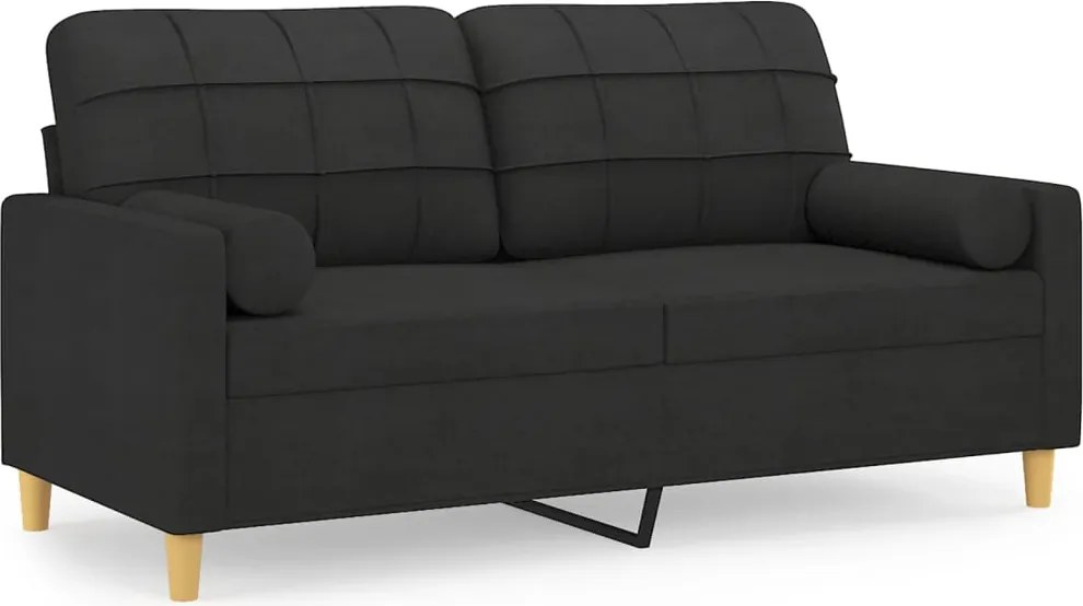vidaXL 2 személyes fekete szövet kanapé díszpárnákkal 140 cm