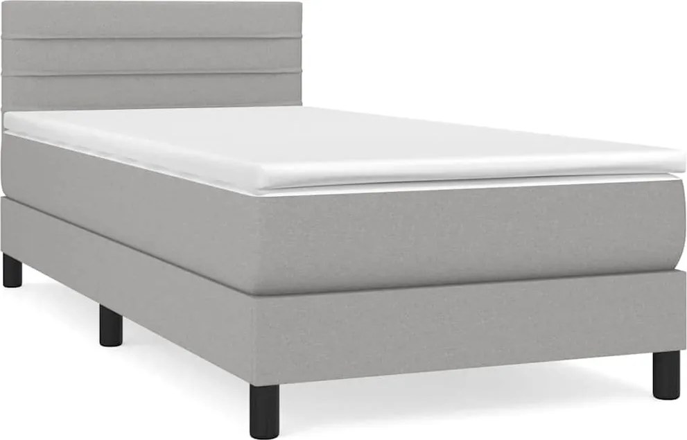 vidaXL világosszürke szövet rugós ágy matraccal 100 x 200 cm
